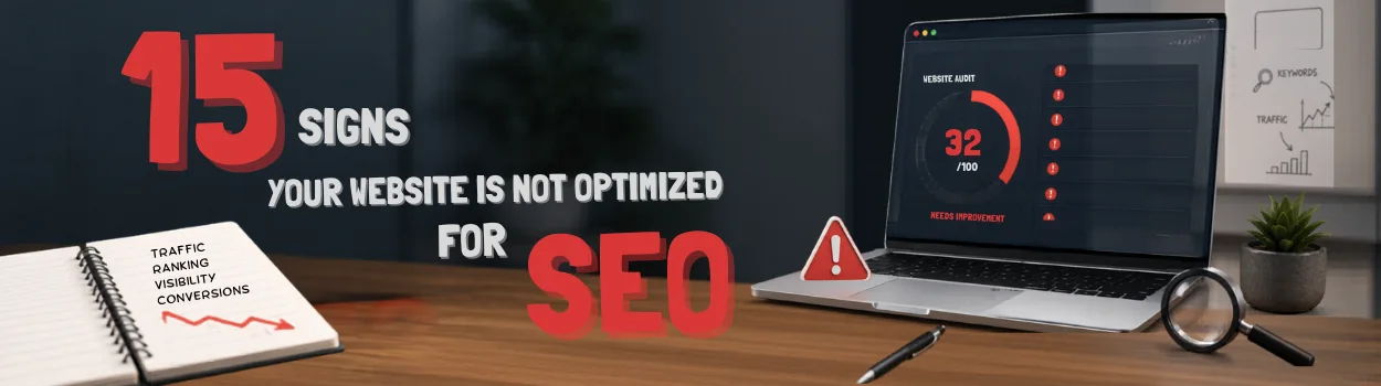 Website Not Optimised for SEO sign